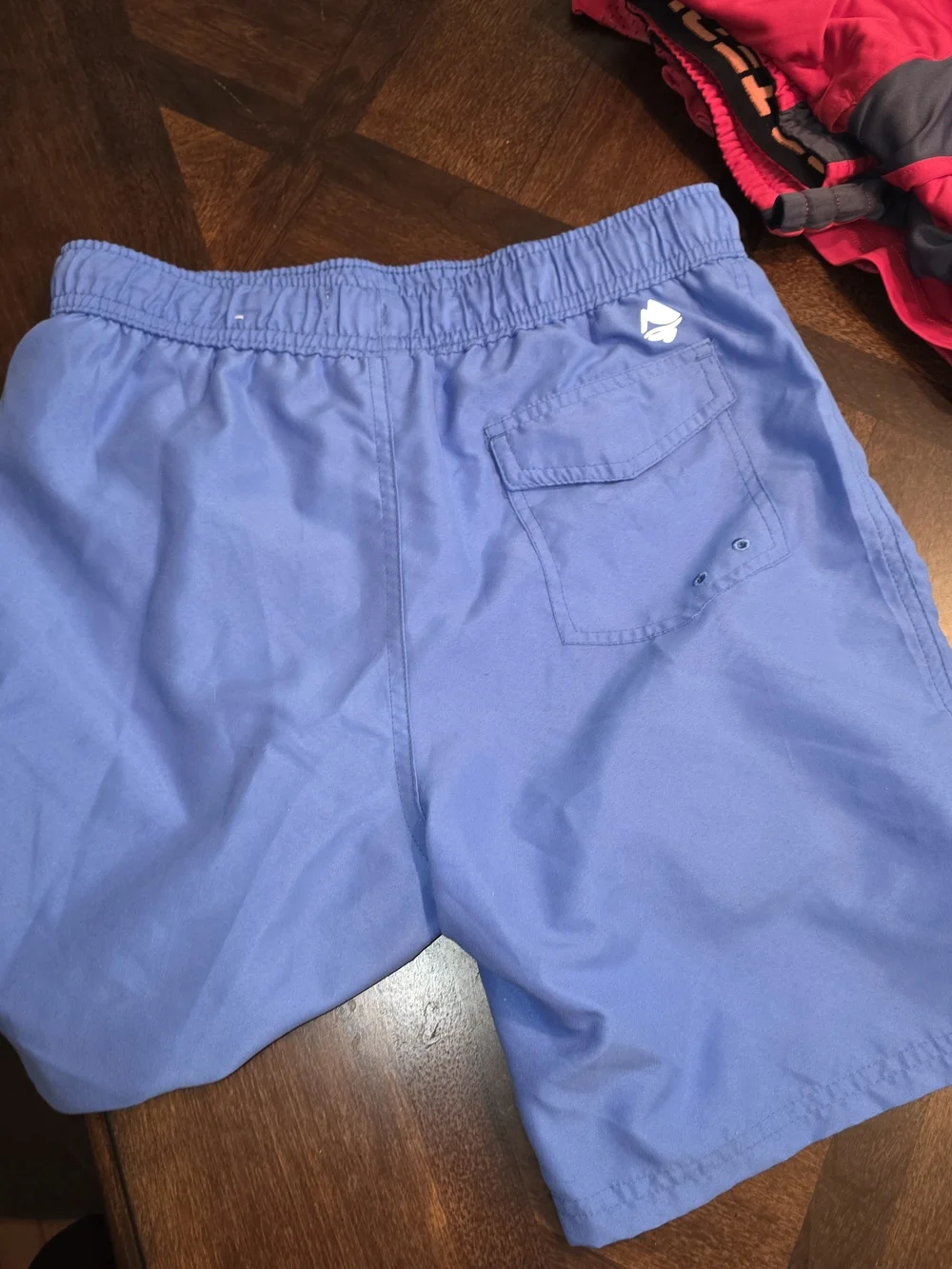Boys Blue Camo Swim Trunks with Elastic Waistband